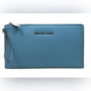 Michael Kors large Zip Clutch in pale blue